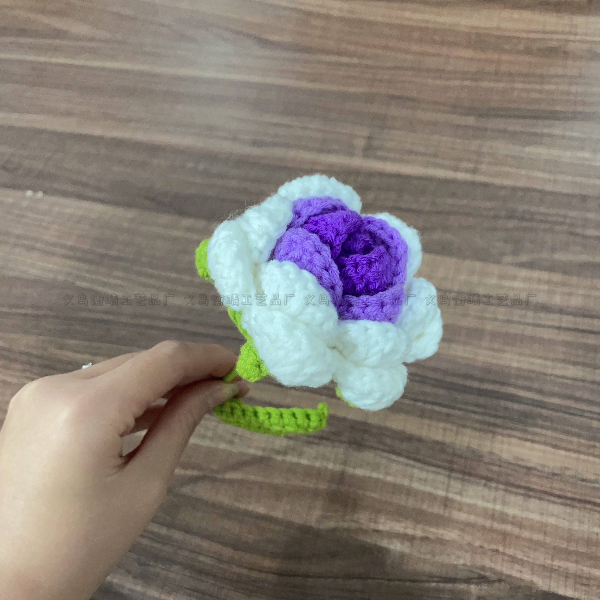 Lily tejido a mano acabado rosa Lily Tulip flor artificial lana ramo regalo