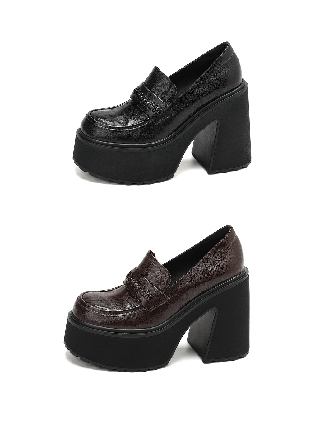 Giày loafer nữ đế dày da cừu non phong cách JK — màu nâu chi tiết 22