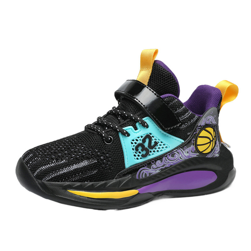 Zapatos de baloncesto para niños de 6 - 12 años de verano, zapatos de malla transpirables para niños, zapatos de correr de moda para niños mayores
