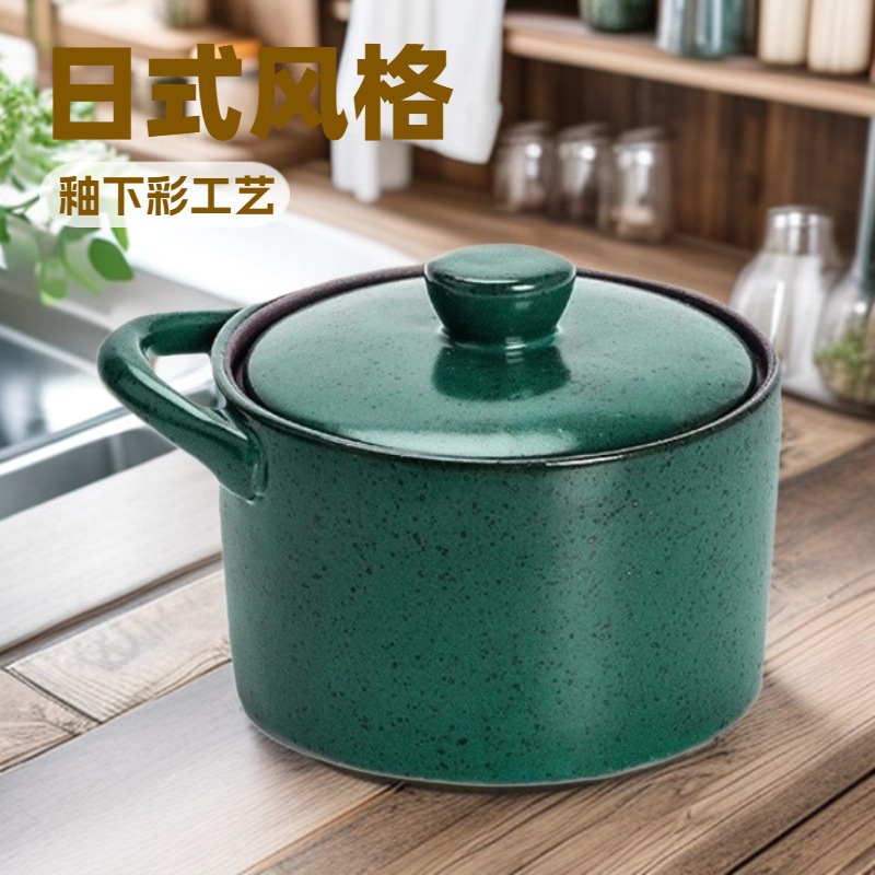 深蓝粗陶中式燕窝炖盅厨房汤盅调料罐子创意陶瓷罐炖盅蒸饭碗餐具
