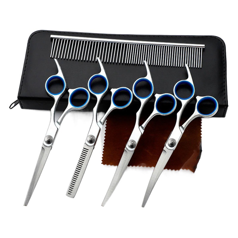 Tijeras de belleza para mascotas conjunto de reparación de cabello profesional tijeras de dientes tijeras de peluche herramientas de corte de pelo de perro al por mayor