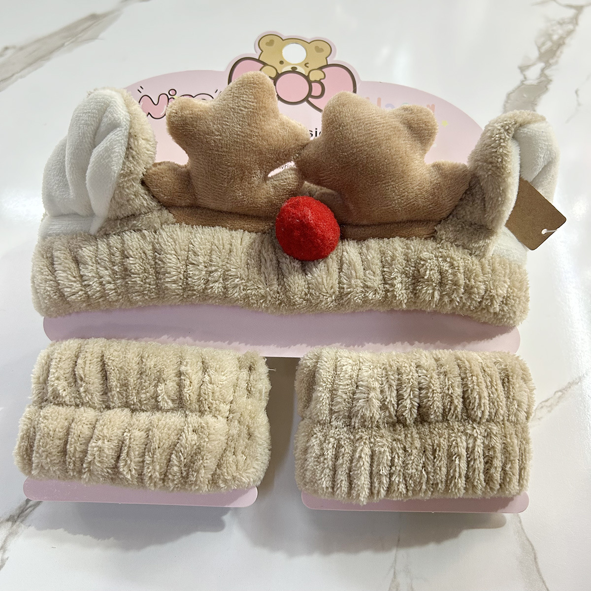 Banda de cabello de moda con tarjeta de papel dulce decoración de animales pequeños de peluche de lavado banda de cabello de dibujos animados correa de muñeca tridimensional
