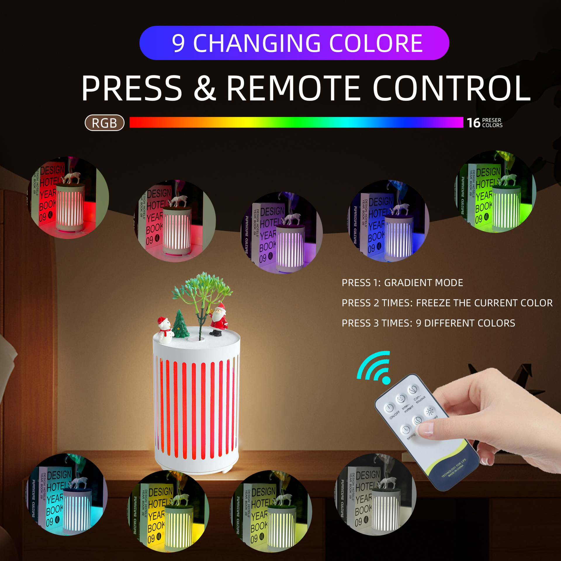 Factory wholesale iron humidifier fragrance machine air purification infrared remote control gift Christmas aroma machine