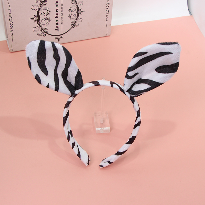 Zebra Ears Headband Festival Party Headwear Plush Cartoon Animal Leopard Show Hair Card COS Hair Accessories Cross Border Zebra Ears Headband Festival Party Headwear Plush Cartoon Animal Leopard Show Hair Card COS Hair Accessories Cross Border