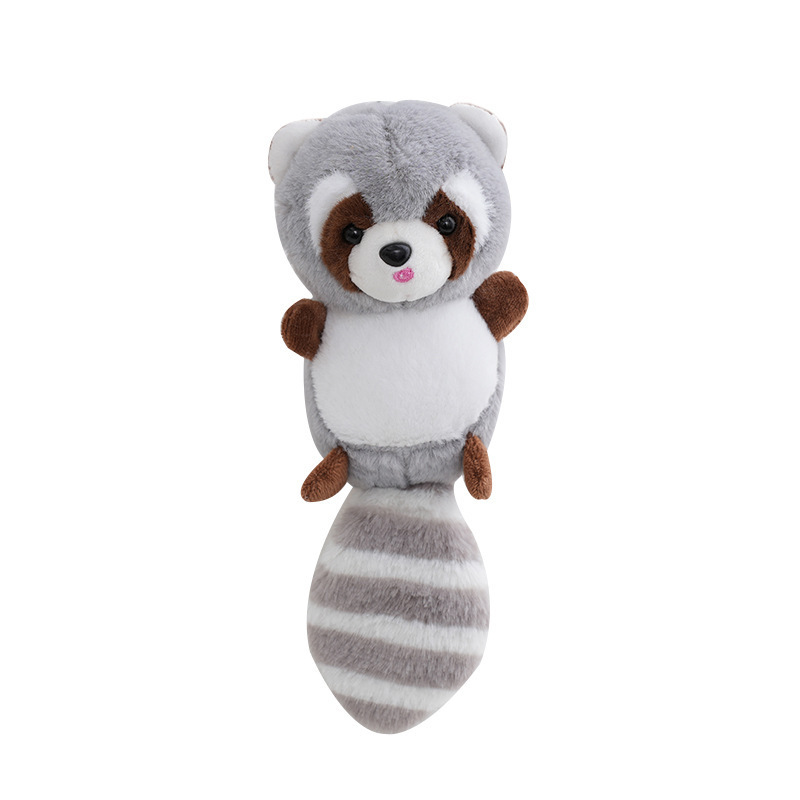 Caricatura de peluche de cola larga mapache juguetes de peluche llavero mochila muñeca colgante tienda agarrar muñeca al por mayor