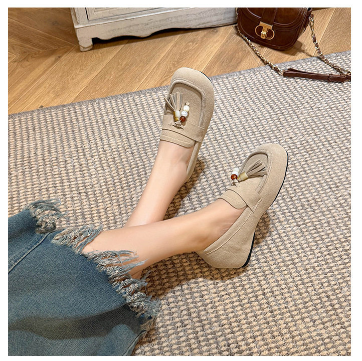 Giày boken nữ đế mềm tăng chiều cao trong, mũi tròn có khóa tua rua, form rộng size lớn — Khaki (toàn dải), Màu mơ (toàn dải), nâu sẫm chi tiết 23
