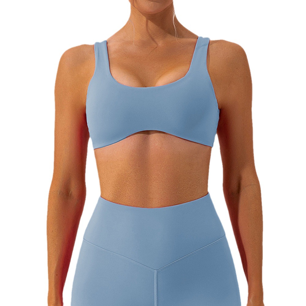 24 nuevos conjuntos de ropa de yoga estilo europeo y americano para verano y otoño, sensación de segunda piel, sujetadores deportivos ajustados para mujer, sujetadores de yoga para fitness con espalda descubierta