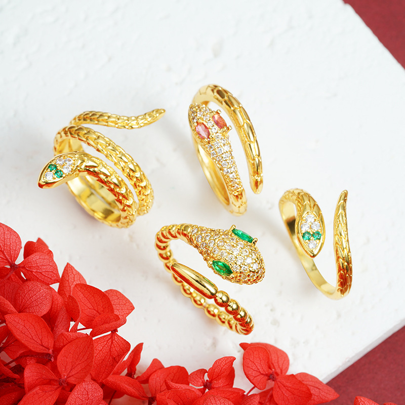 Nuevo anillo de oro de arena vietnamita, año de la serpiente, zodiaco, anillo abierto, joyas no se desvanecen.