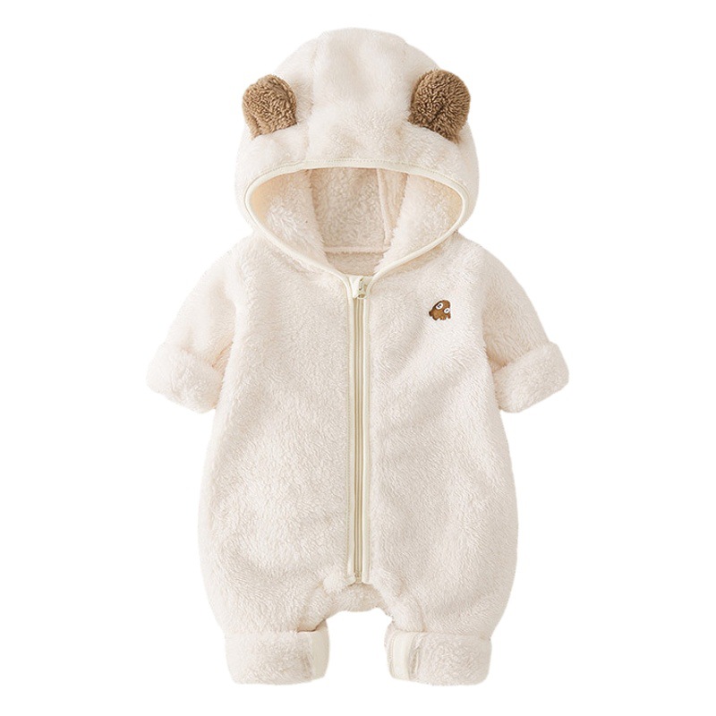 Bebé otoño e invierno mono terciopelo de doble cara caliente ropa acolchada de algodón ropa de bebé para hombres y mujeres ropa de bebé con capucha ropa de salida mameluco