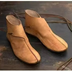 Cross-Border Factory European and American Foreign Trade Wish Flat Lace-Up Round-Toe Men's Boots Large Size Independent Station Large Size Ankle Boots