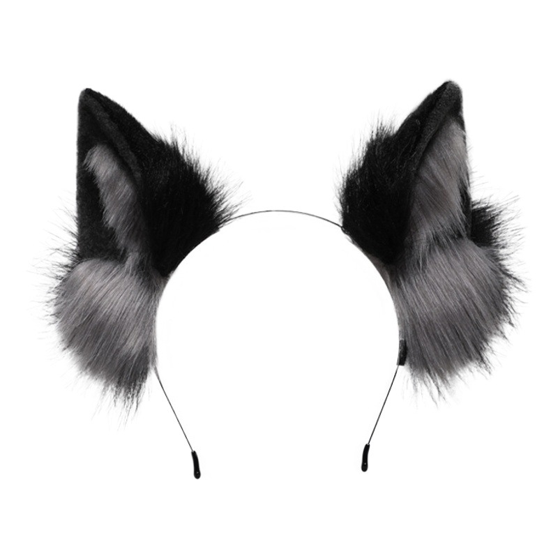 De una sola pieza de entrega de simulación bestia oído diadema lindo vestido de felpa accesorios de moda Lobo Solitario diadema tocado accesorios para el cabello