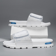 拖鞋男士轻便防滑气垫高档拖鞋跨境大码魔术贴居家一字拖slippers