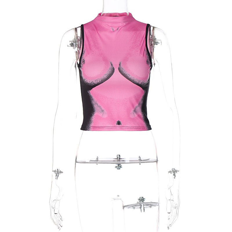 Title 15, Top senza maniche corto con scollo rotondo da d...