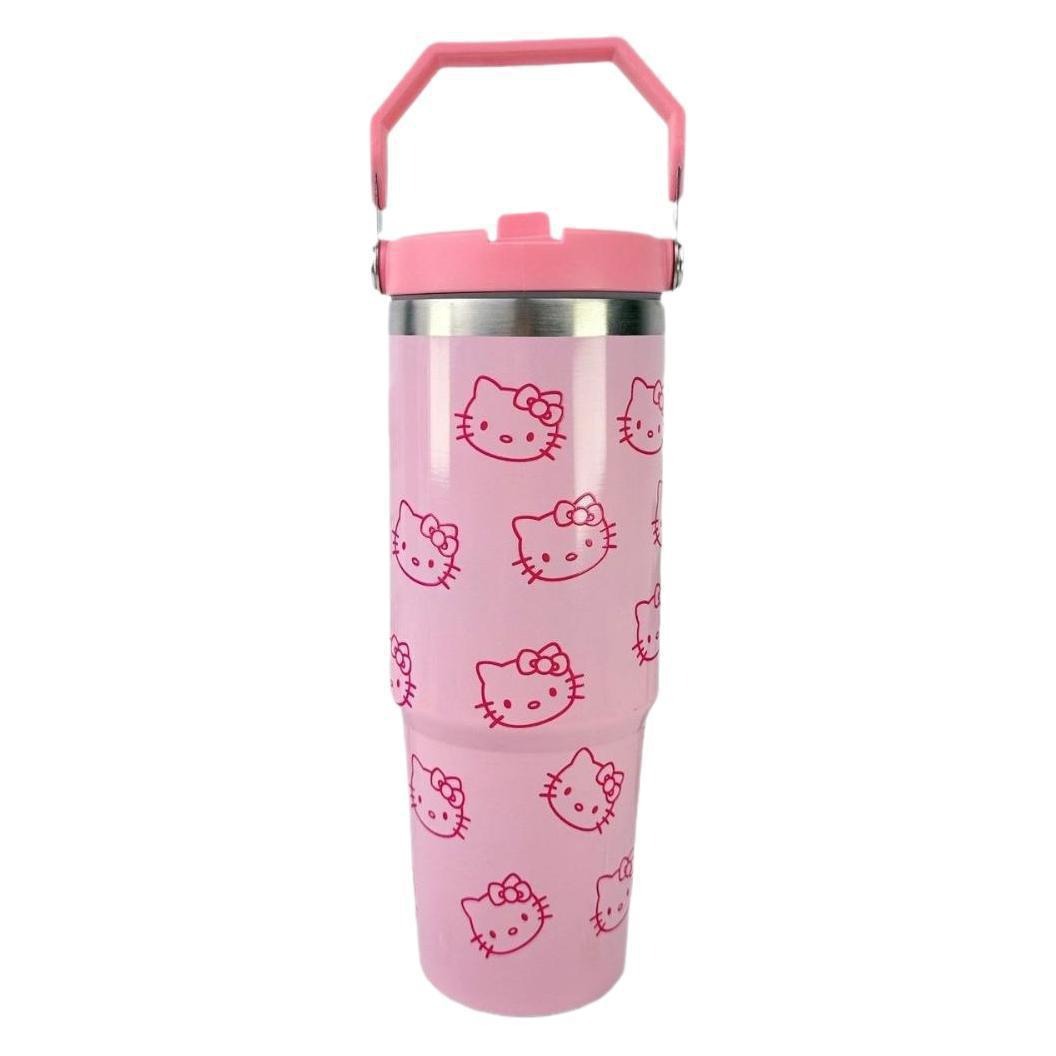 Nuevo 30oz taza de automóvil 304 acero inoxidable vacío aislamiento frío taza de mano cartón kt gato taza de automóvil hielo