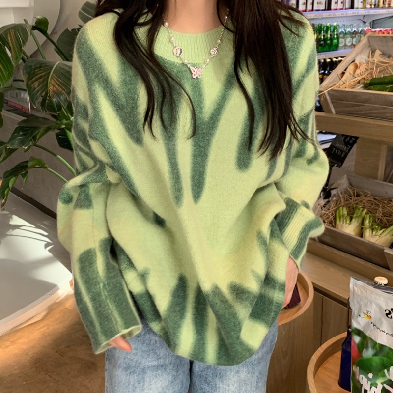 Transfronteriza suéter impreso ropa de mujer Primavera y otoño 2023 nuevo jersey estilo coreano Suelta todo fósforo ropa de abrigo suéter abrigo image 3
