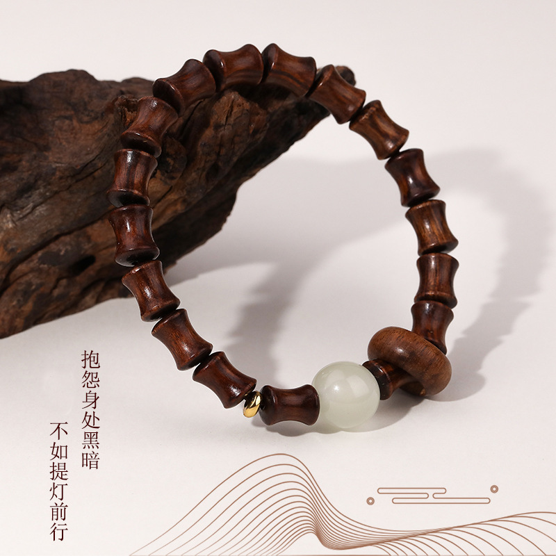 花梨木夜珠手串节节高升竹节手链男女通用木质文玩手链情侣款串珠|undefined
