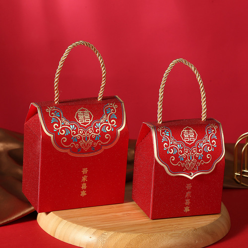 Chinese-style wedding candy box, new wedding favor gift box, creative hand-held candy gift bag, wholesale