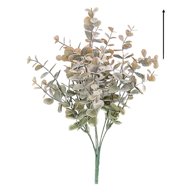 Flor artificial transfronteriza Nórdico pequeño 5-tenedor eucalipto dinero hoja flor artificial hoja verde casa decoración de la boda