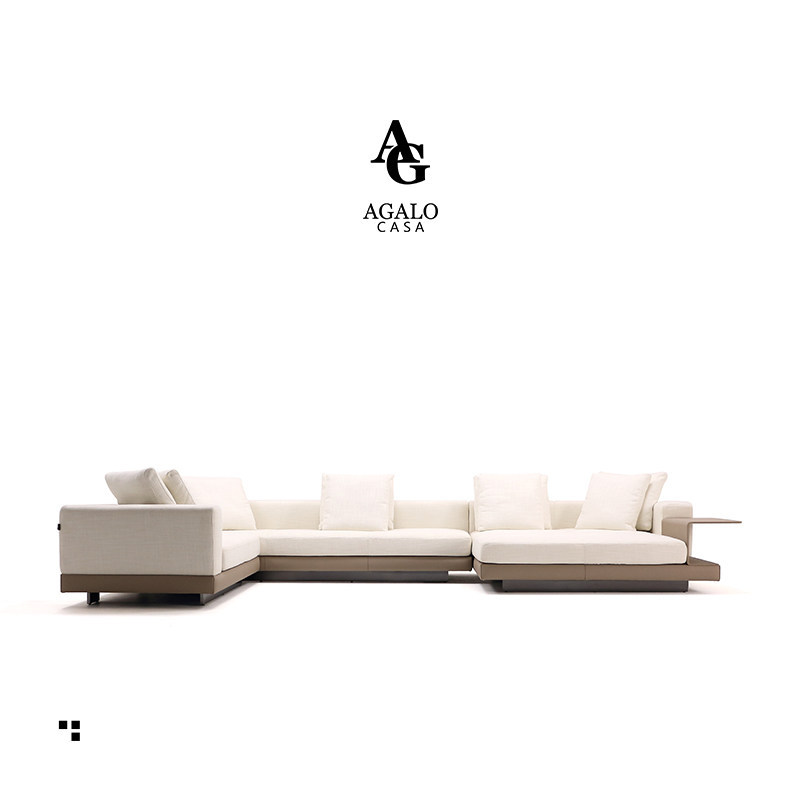 Large, flat-style Connolly sofa, white cotton and linen fabric sofa, corner sofa, modular sofa
