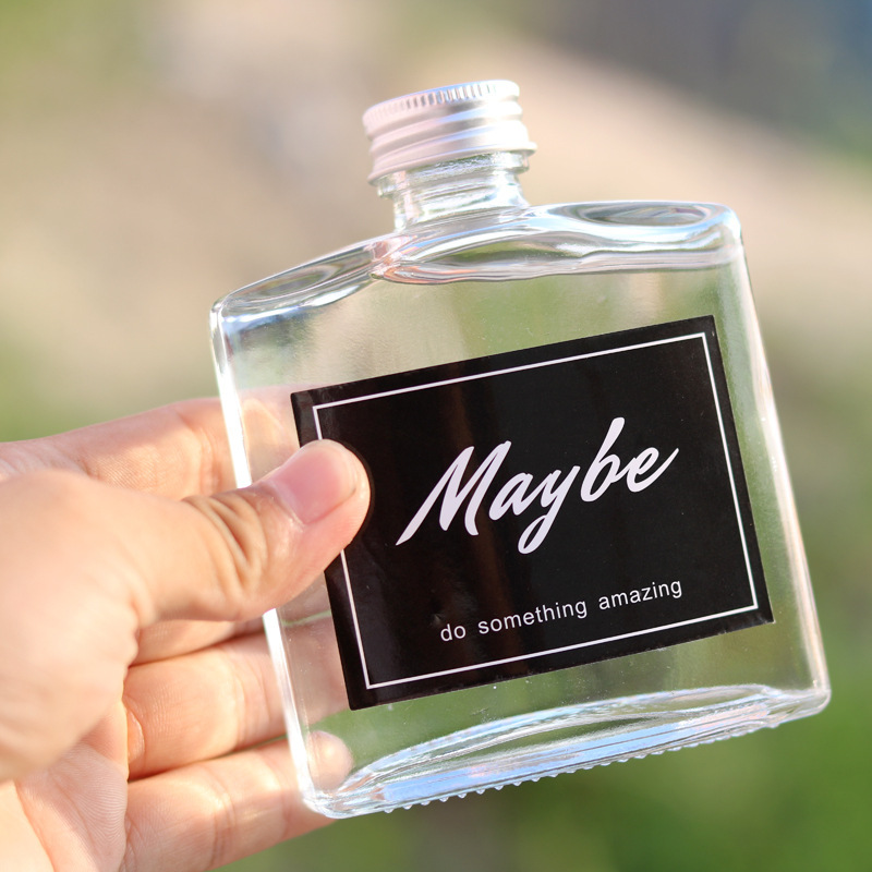 Transparent juice beverage bottle sub-packaging small wine bottle 250ml flat square glass white wine bottle sweet wine milk tea coffee bottle Transparent juice beverage bottle sub-packaging small wine bottle 250ml flat square glass white wine bottle sweet wine milk tea coffee bottle