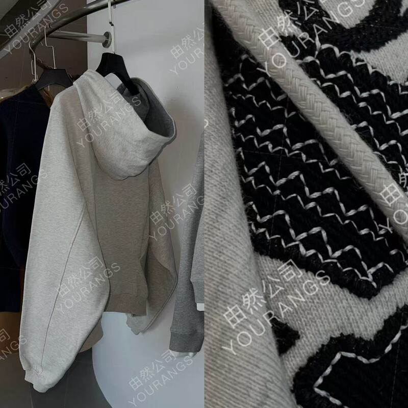 (Xindian Welfare) [Kui Qing 130] AE Organic Cotton Clover Padded Embroidered Hooded fleece-lined Knitted Wear