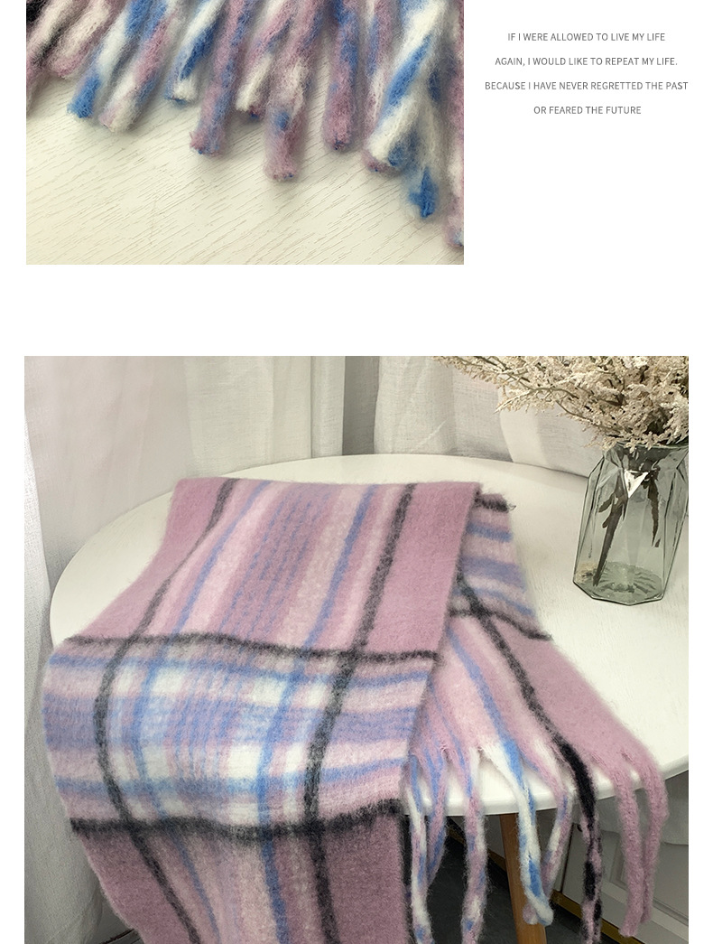 Bufanda de cuadros para mujer con flecos estilo cachemir_voghion.com