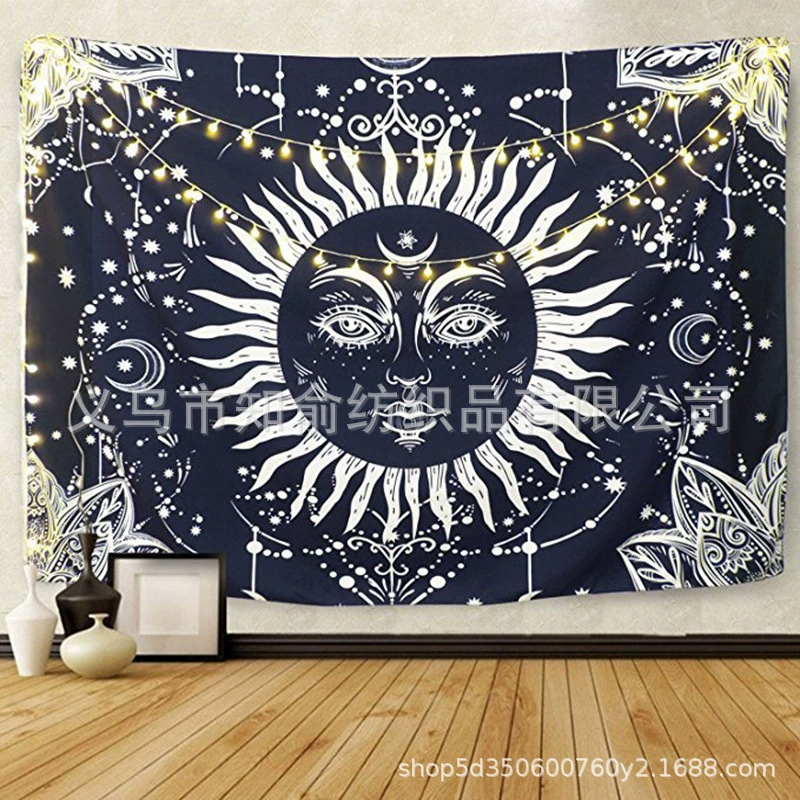 Tapestry solar-powered wall hanging, 95×73–180×230 cm sizes, lightweight decorative cloth with LED lights