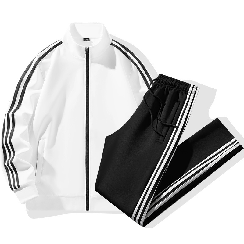 Comercio exterior transfronterizo hombre tres barras collar juego deportivo logotipo personalizado primavera y otoño ocio dos piezas juego de soporte de compra grupal image 12