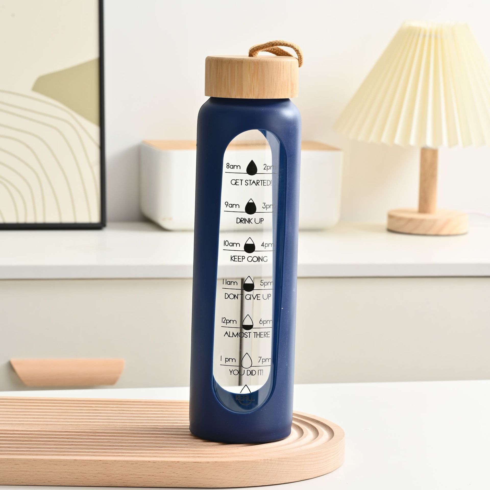 Botella de agua de vidrio portátil de gran capacidad, copa de agua de vidrio de borosilicato resistente a altas temperaturas de una sola capa, una pequeña cantidad de personalización