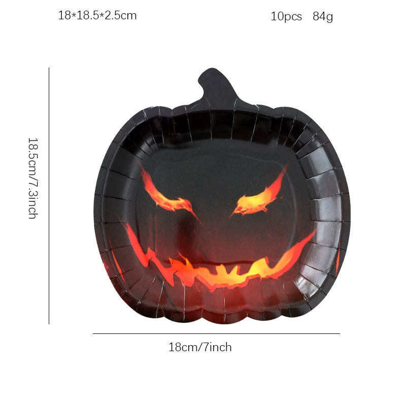 2024 новый Halloween украшение призрак вечеринка тыква призрак лицо бумажная тарелка для стола одноразовые посуды для сервировки