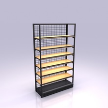 铁木结合单面靠墙展示货架地台地柜可选超市休闲食品日用品展示