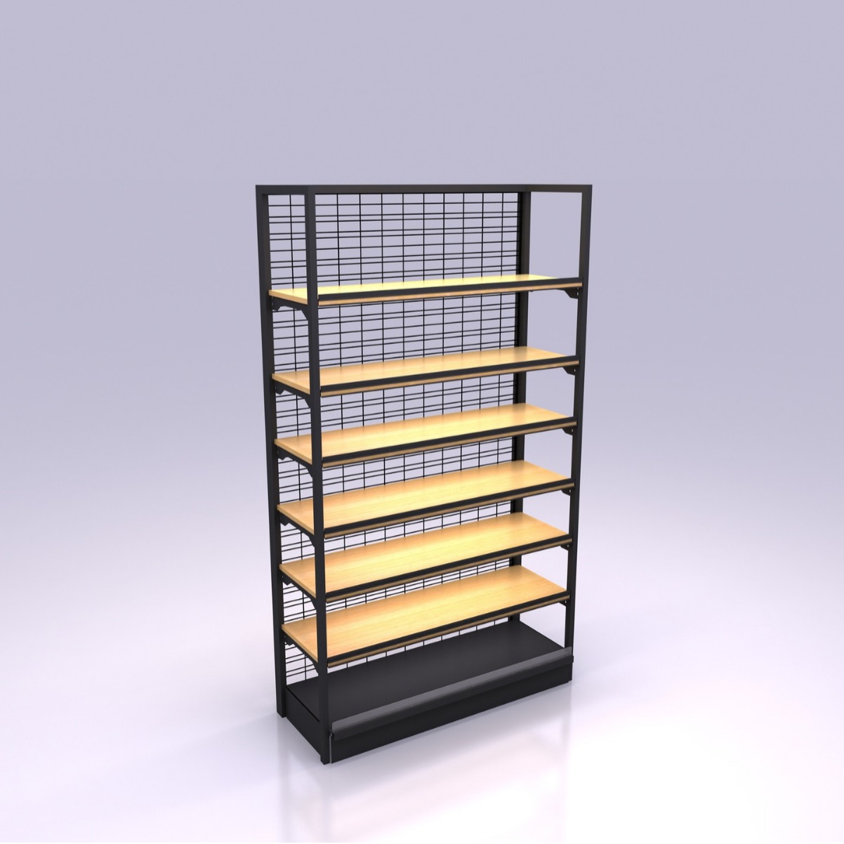 铁木结合单面靠墙展示货架地台地柜可选超市休闲食品日用品展示