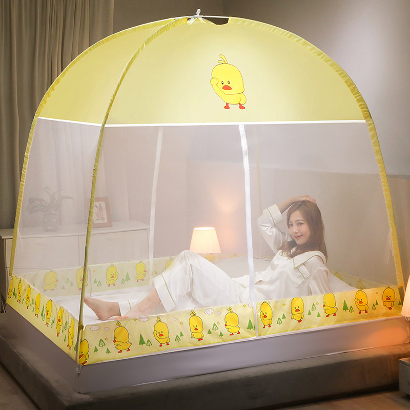 Instalación gratuita de mosquiteros de yurta, mosquiteros domésticos de doble puerta para niños, mosquiteros plegables dobles, fábrica de dormitorios al por mayor