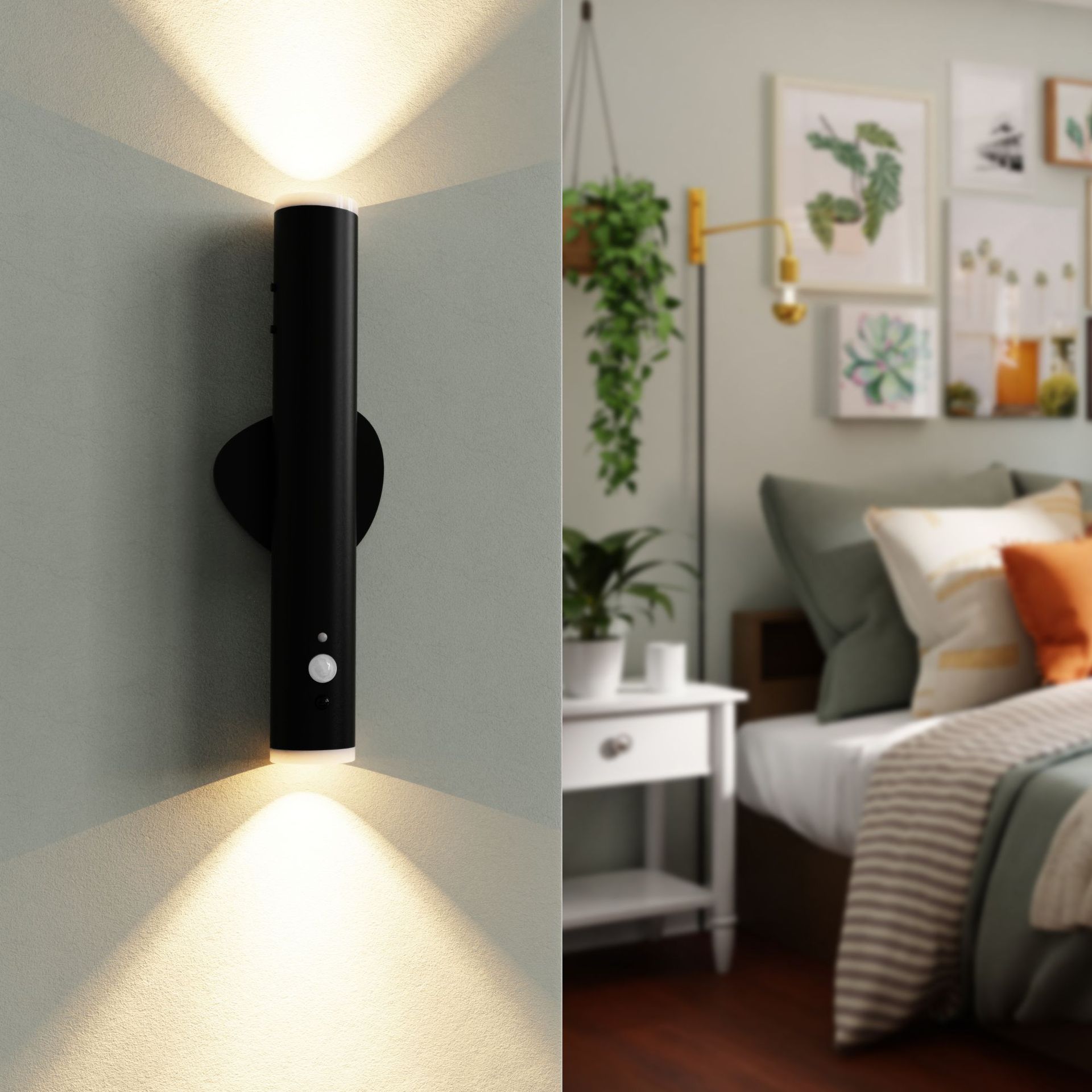 Lámpara de pared de absorción magnética recargable Lámpara de atmósfera Hill Light Long Life Induction Human Infrared Remote Control Tricolor Timing