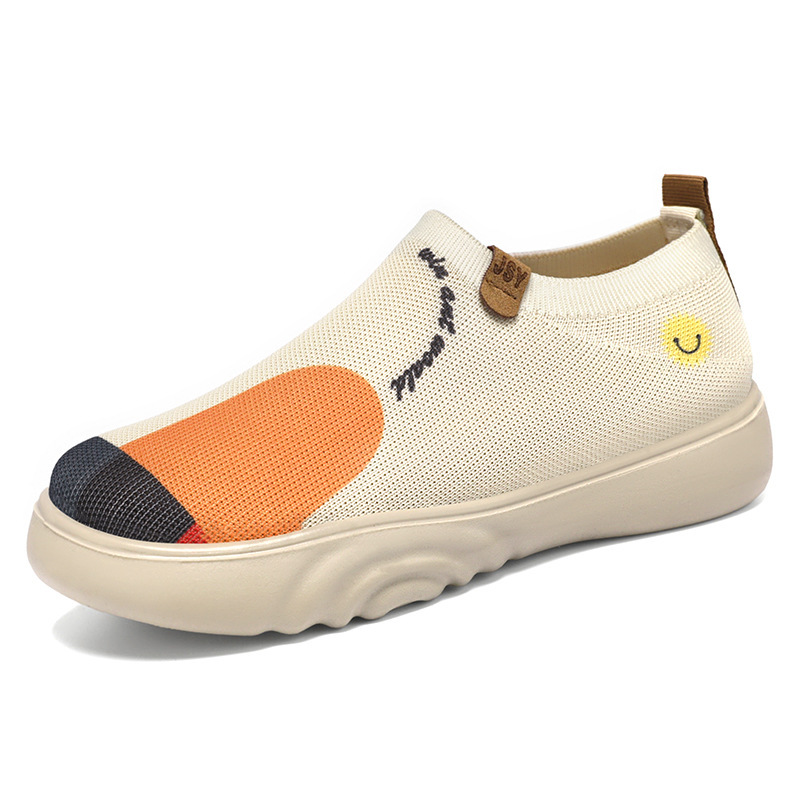 Zapatos de mamá para mujer, nuevos zapatos casuales de verano, zapatos de tela estilo Pekín, suela gruesa, ligeros, transpirables, zapatos de plataforma sin cordones.