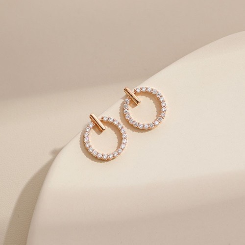 s925 silver needle simple circle small circle full diamond mini earrings small temperament fashion internet celebrity multi-match earrings for women