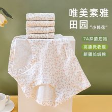 纯棉高腰女士内裤大码抗菌透气田园风小碎花三角裤定制可印logo