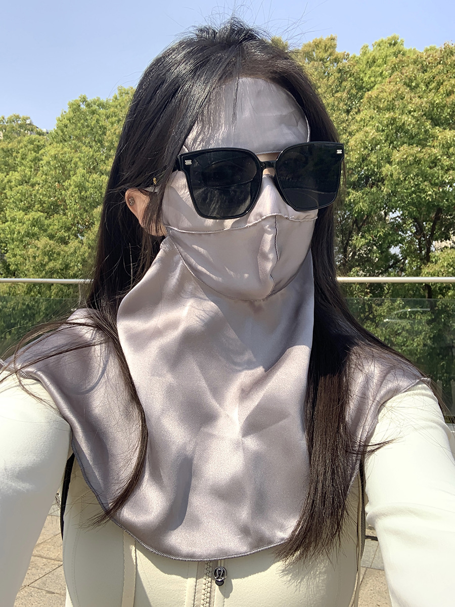 Máscara solar de seda para mujeres 100% máscara anti-UV verano cuello transpirable ciclismo cara Gini