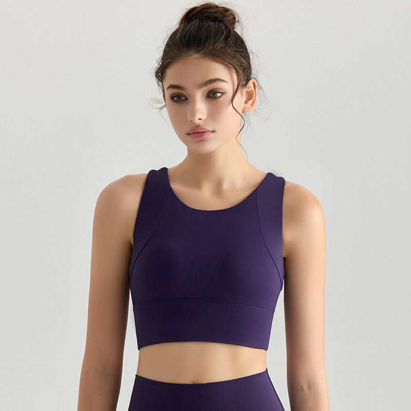 LAHN yoga chaleco de yoga de alta intensidad copa todo en uno parte superior trasera de belleza a prueba de golpes con almohadilla para el pecho fitness largo