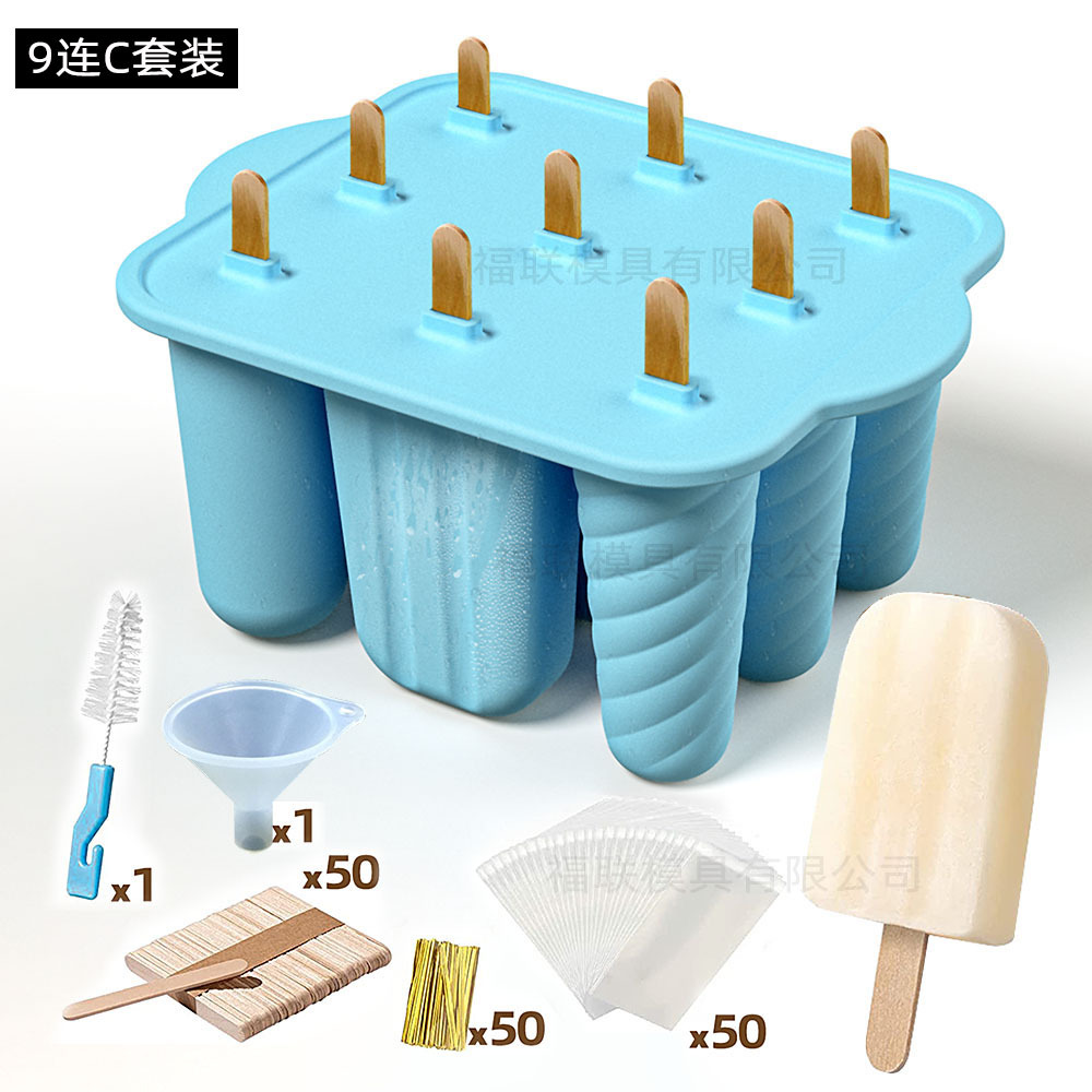 Venta caliente transfronteriza amazon nuevo molde de helado de silicona de 9 piezas molde de helado de silicona molde de helado casero