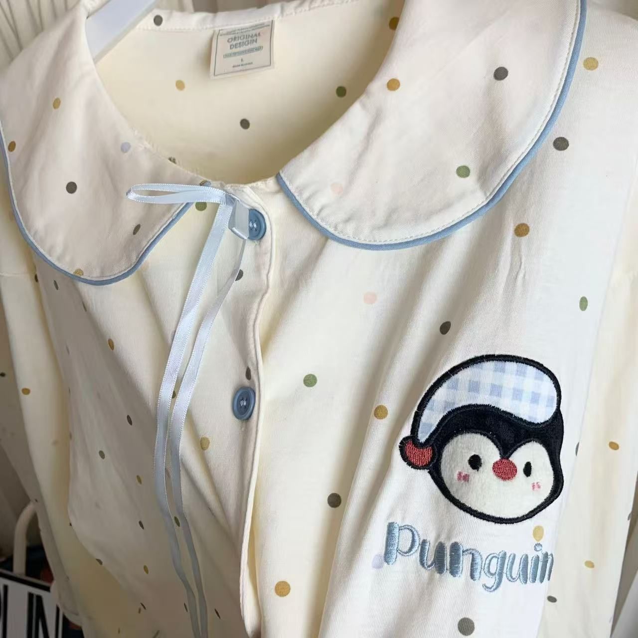 Pijamas transfronterizos al por mayor primavera y otoño mujeres nuevas mangas largas de algodón con solapa pequeña mangas largas pantalones largos casuales set de ropa casera