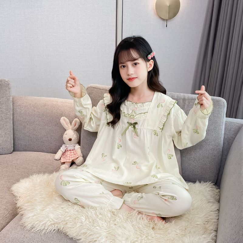 Cute and Sweet Gradient Carrot A-Grade Printed Full Cotton Homecoming Set - 2024 Spring New Children's Pajama Set