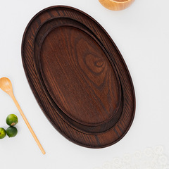 Japanese wooden dinner plate hotel household tableware retro solid wood tea tray fruit snack refreshment tray dinner plate batch