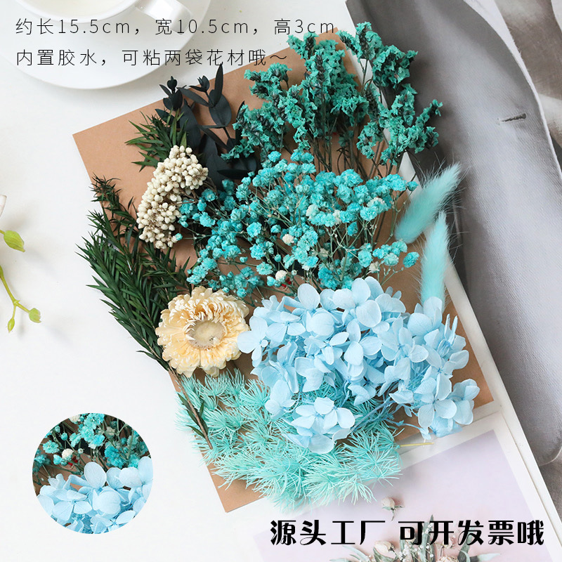 [Paquete de materiales para repujado A5] Flores secas, flores preservadas, paquete de materiales para repujado de marcos de fotos, materiales florales para bricolaje, velas perfumadas, flores secas