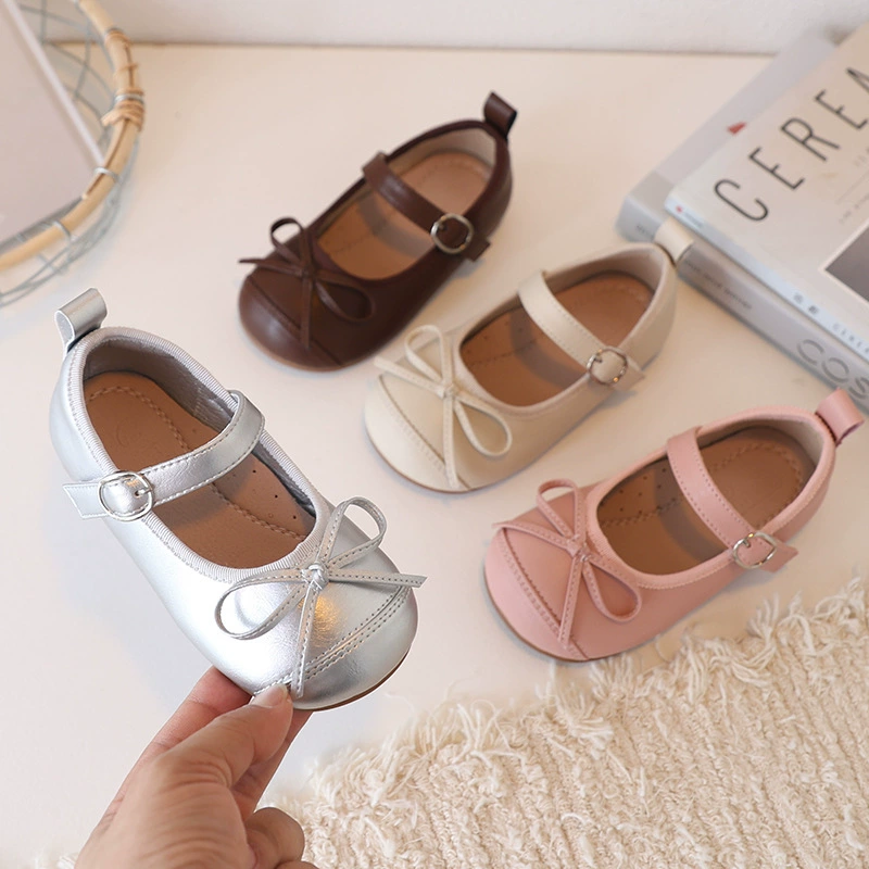 Кросс-бордерная оптовая дропшиппинг новая корейская стильная обувь для девочек, туфли-принцессы с бантом, мягкая подошва, детские туфли для выступлений