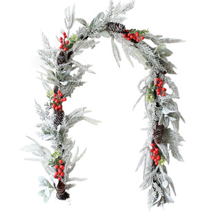 Cross-Border New Model of Fox Pine Needle Rattan Imitation White Falling Snow Pine Needle Wire Red Fruit Vine Christmas Decoration