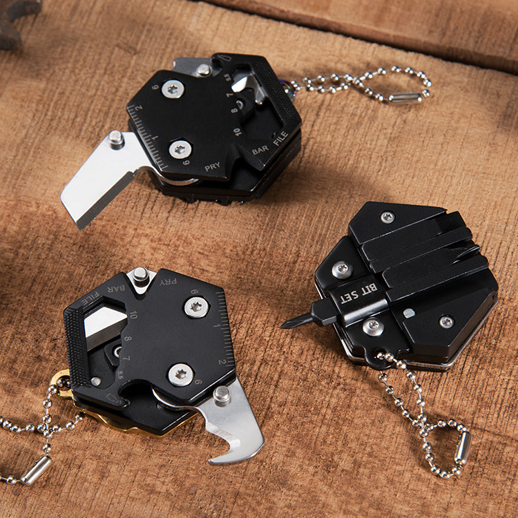 多功能折叠六角硬币刀便携户外装备迷你螺丝批组合快递开箱小刀