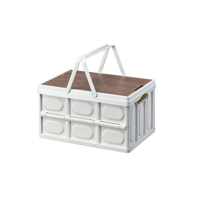 Coche plegable caja de almacenamiento al aire libre camping caja de almacenamiento camping tapa de madera caja de almacenamiento maletero del coche portátil