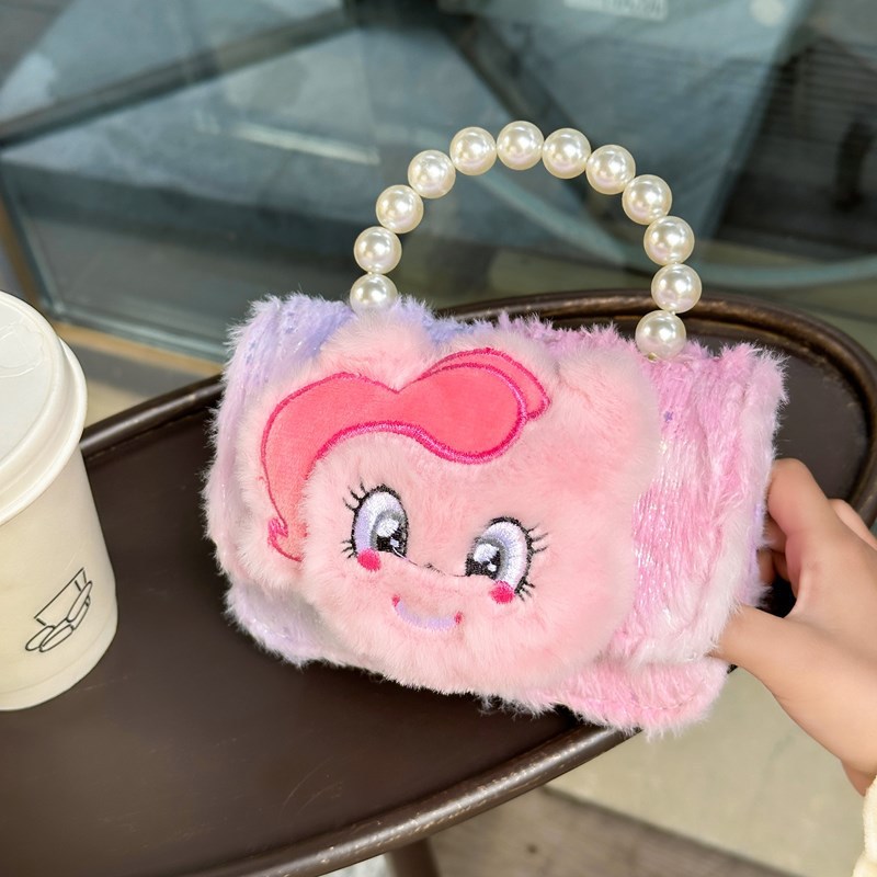 2025 nuevo bolso de niñas de estilo extranjero, bolso de hombro para niños, bolso de peluche, bolso de mano para niñas