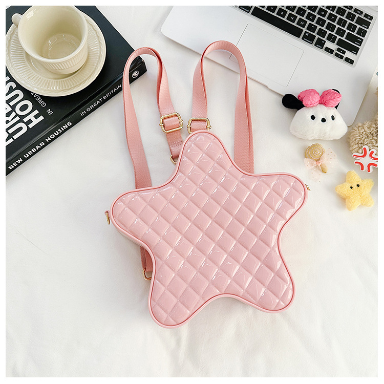 2025 New style fashionable star Backpack, diamond-shaped PVC jelly bag, fresh and sweet campus ladies' backpack undefined